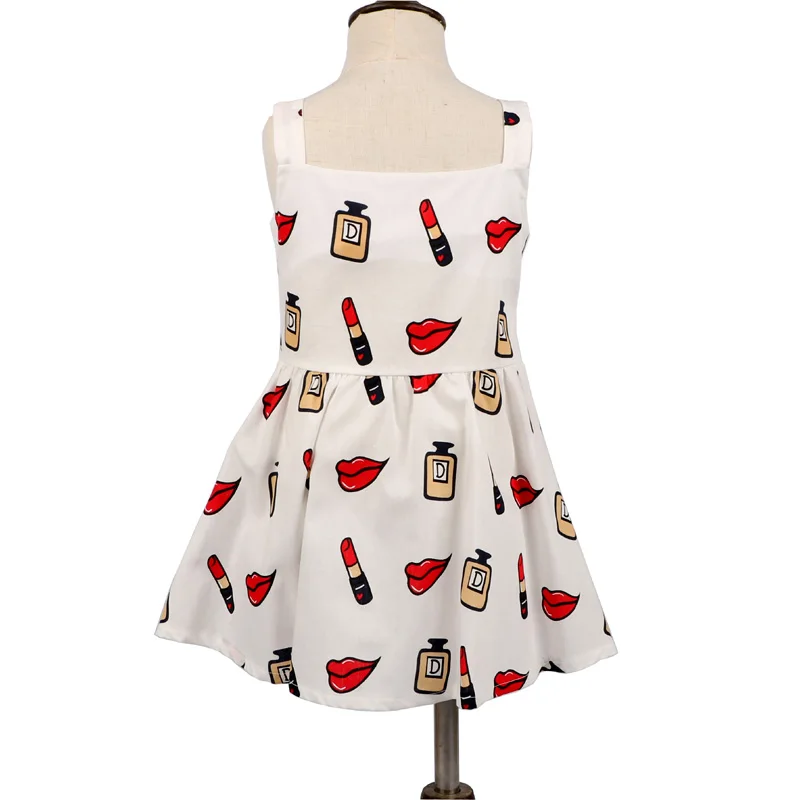 Детские платья без рукавов летние с принтом вишни и листьев для детей костюм