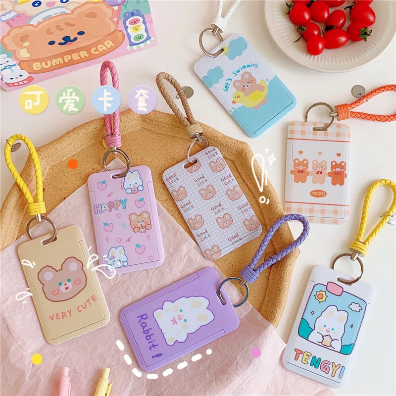 Kawaii симпатичный держатель для удостоверения личности чехол мультяшный Медведь