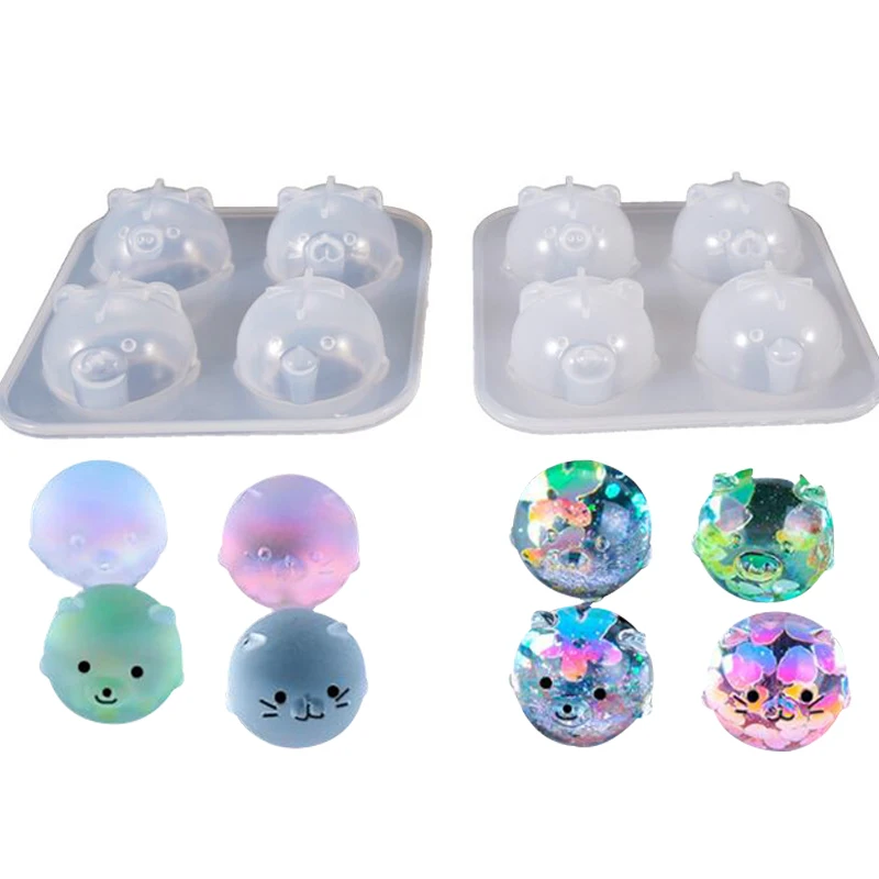 

Home DIY Crystal Epoxy Resin Mold Four Small Animal Mold Piglet Chicken Ornaments Doll Silicone Mold For Resin