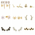 Женские серьги для пирсинга ROXI Ins, серьги из серебра 925 пробы с короной, цветами лотоса, звездой, пауком, гвоздики пчелка, подарок на день рождения