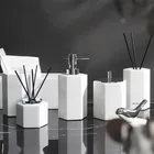 Набор для ванной комнаты, мраморный насос для зубных щеток, диспенсер для мыла, коробка для ватных тампонов, бутылка для ароматерапии, свадебный подарок, сантехника