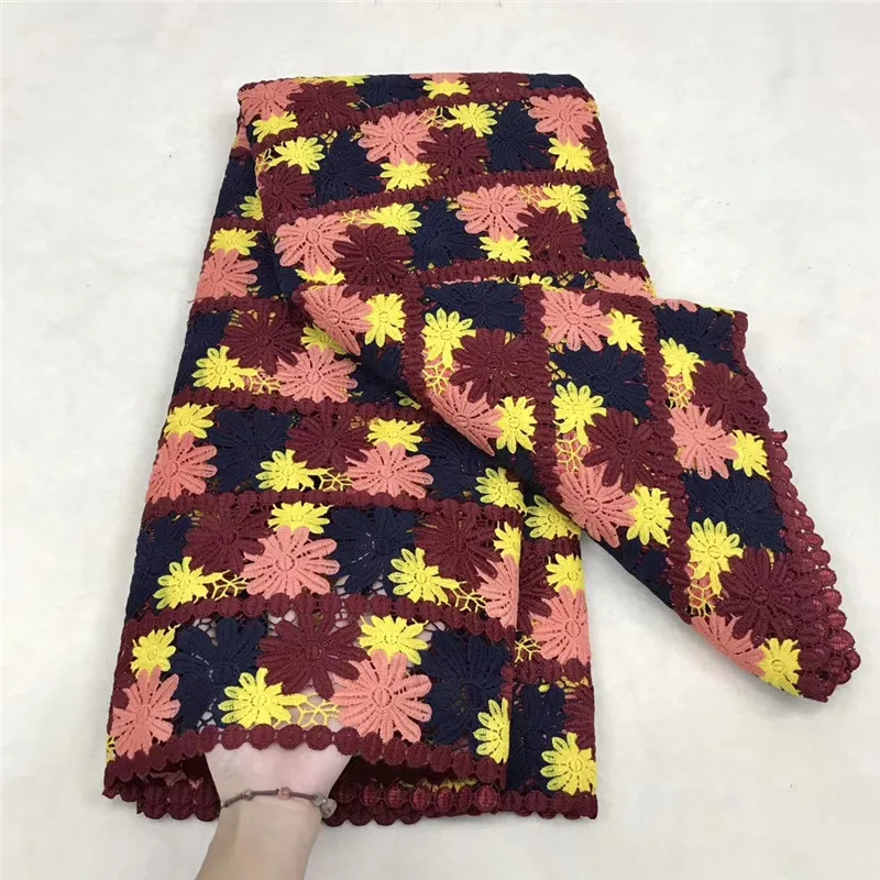 

High Quality Lace For African Wedding With MultiColour Cord Guipure Style Chemical Material Good Quality Latest
