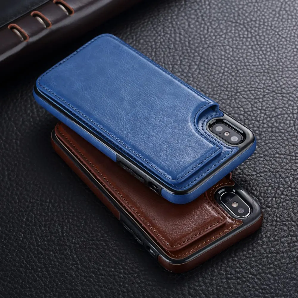 LAPOPNUT PU Leather Cases for Iphone 11 Pro Xs Max Xr X 7 8 Plus 6 6s 5 5s SE Flip Shockproof Protective Cover with Card Holder |