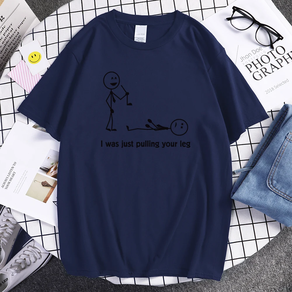 Футболка I Was Just Taking Your Leg забавная Хлопковая мужская футболка с рисунком