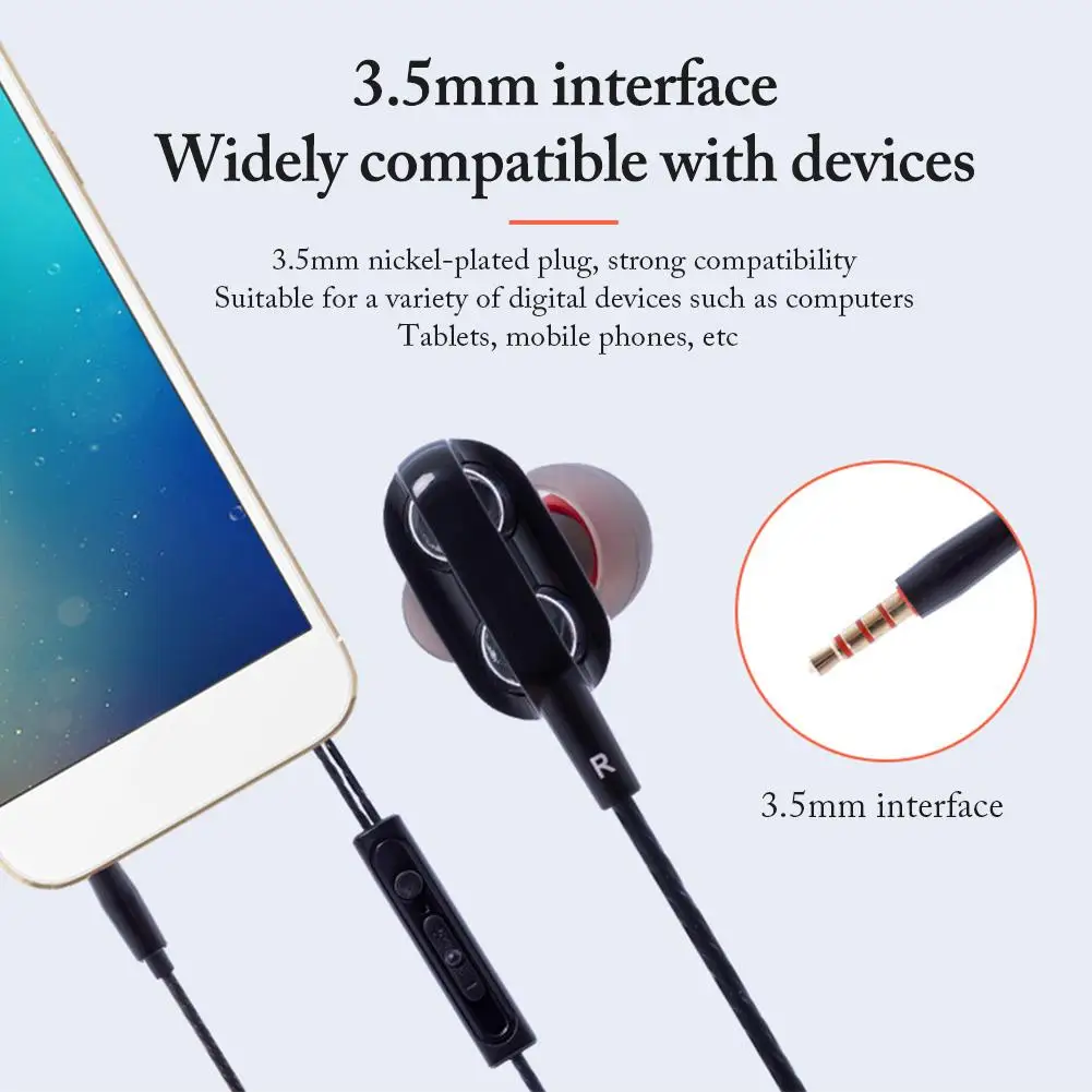 Наушники вкладыши с микрофоном компьютерные наушники проводные высоким басом