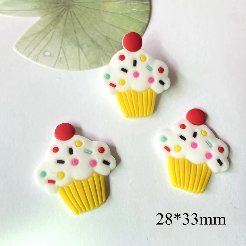 12pcs sweet cup cake rubber flatback supplies diy hat headwear hair clips bows center jewelry making phone shell accessories free global shipping