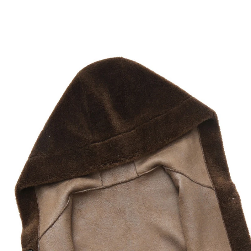 

New Winter Suede Jacket Men Hooded Wool Coat Fashion Fleece Double Sided Men Wool Blends Jacket Casual Luxury Men Overcoat