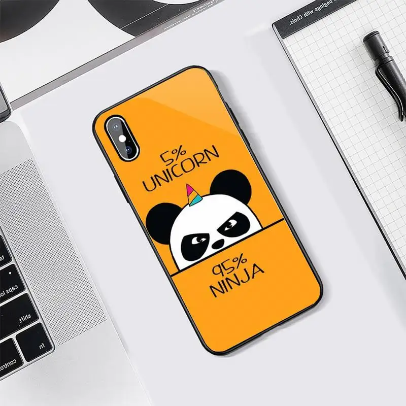 

Cute Panda cartoon funny animal Phone Case Tempered glass For iphone 5C 6 6S 7 8 plus X XS XR 11 PRO MAX