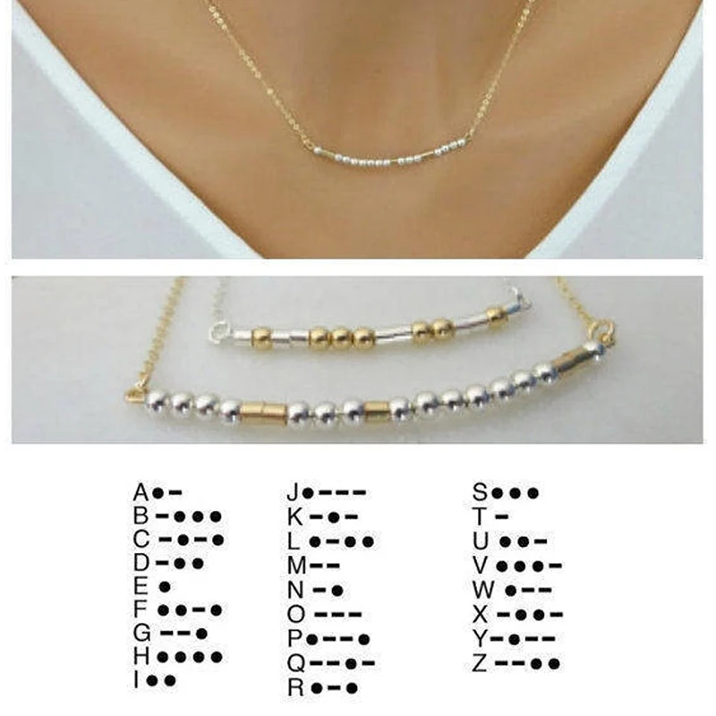 Кулон из бисера Morse Code ожерелье нержавеющей стали для мужчин и женщин ошейник