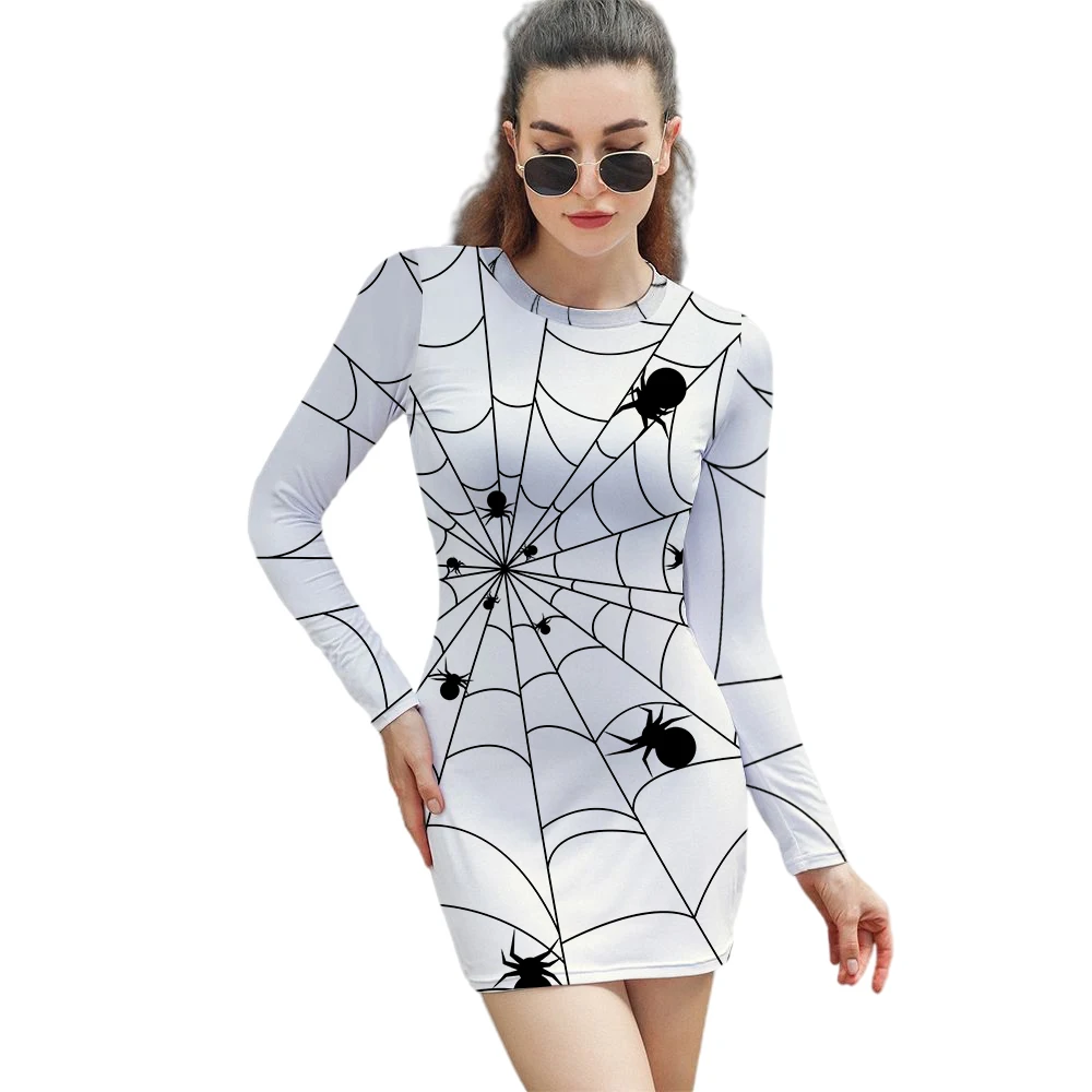 

Fashion Ladies Summer Tight-Fitting Long-Sleeved Polyester Dress Tight-Fitting Simple Letter Long-Sleeved Dress