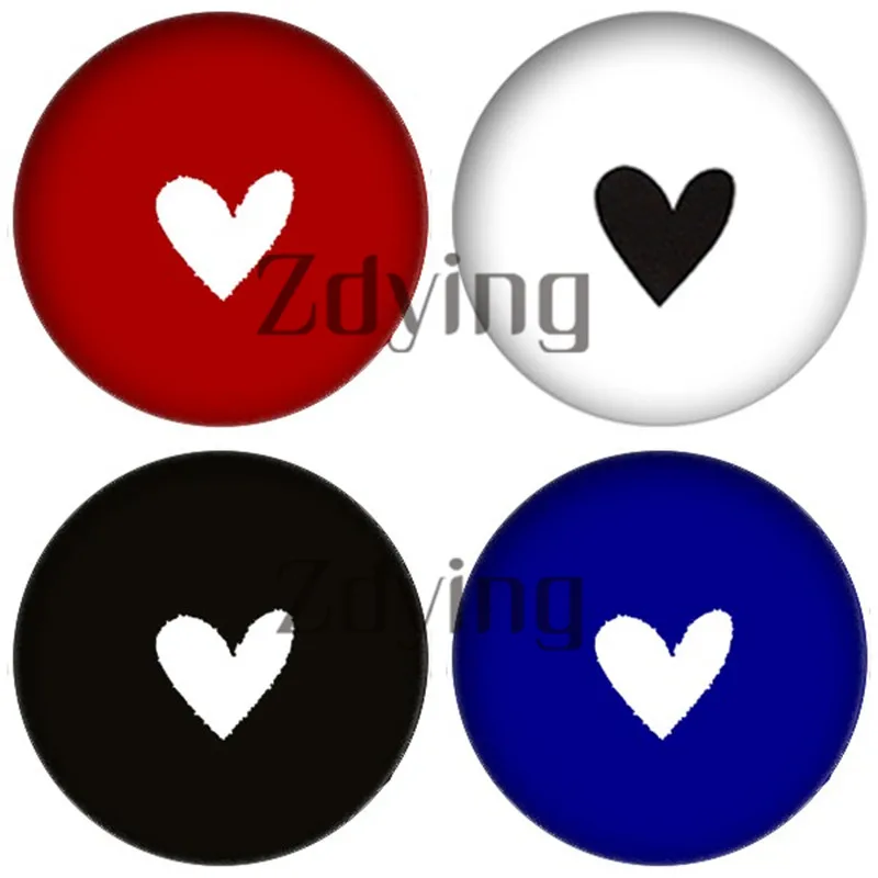 5 шт./лот разноцветный круглый стеклянный кабошон с рисунком любовного сердца