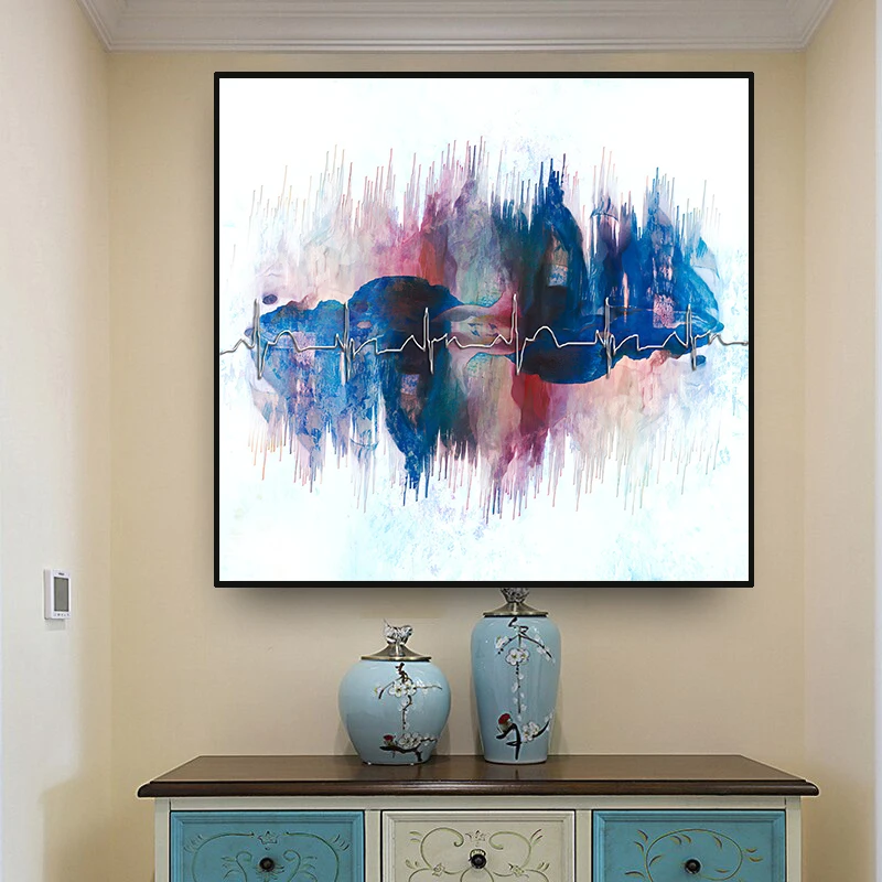 

Hospital Doctor Office ECG Abstract Oil Painting Pictures Poster Canvas Printing Wall Art Cuadros Living Room Home Decoration