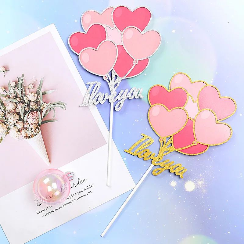 Воздушные шары с днем рождения Топпер для кексов любовь сердце я люблю тебя