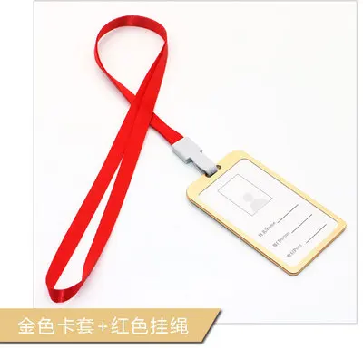 Gold red Визитница из алюминиевого сплава, визитница, визитница, удостоверение личности, ремешок-держатель, металлический, имя работника, удостоверение личности, держатель - Цвет: Gold red