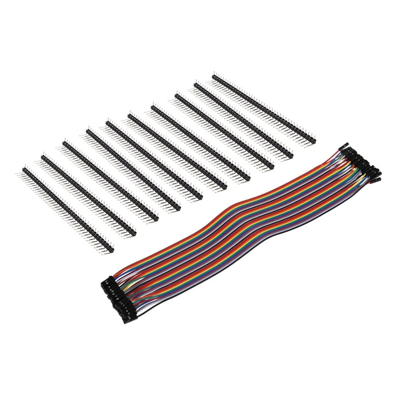 

10Pcs 1 X 40 Pin 2.54Mm Pitch Single Row Right Angle Pcb Pin Headers & 40Pcs Female To Female Solderless Flexible Breadboard Jum