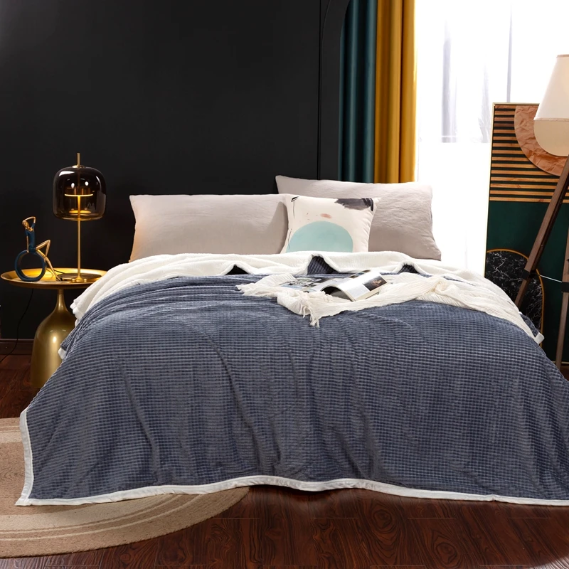 Одеяло с маленькой сеткой и молнией плюшевое бархатное одеяло боковым покрытием