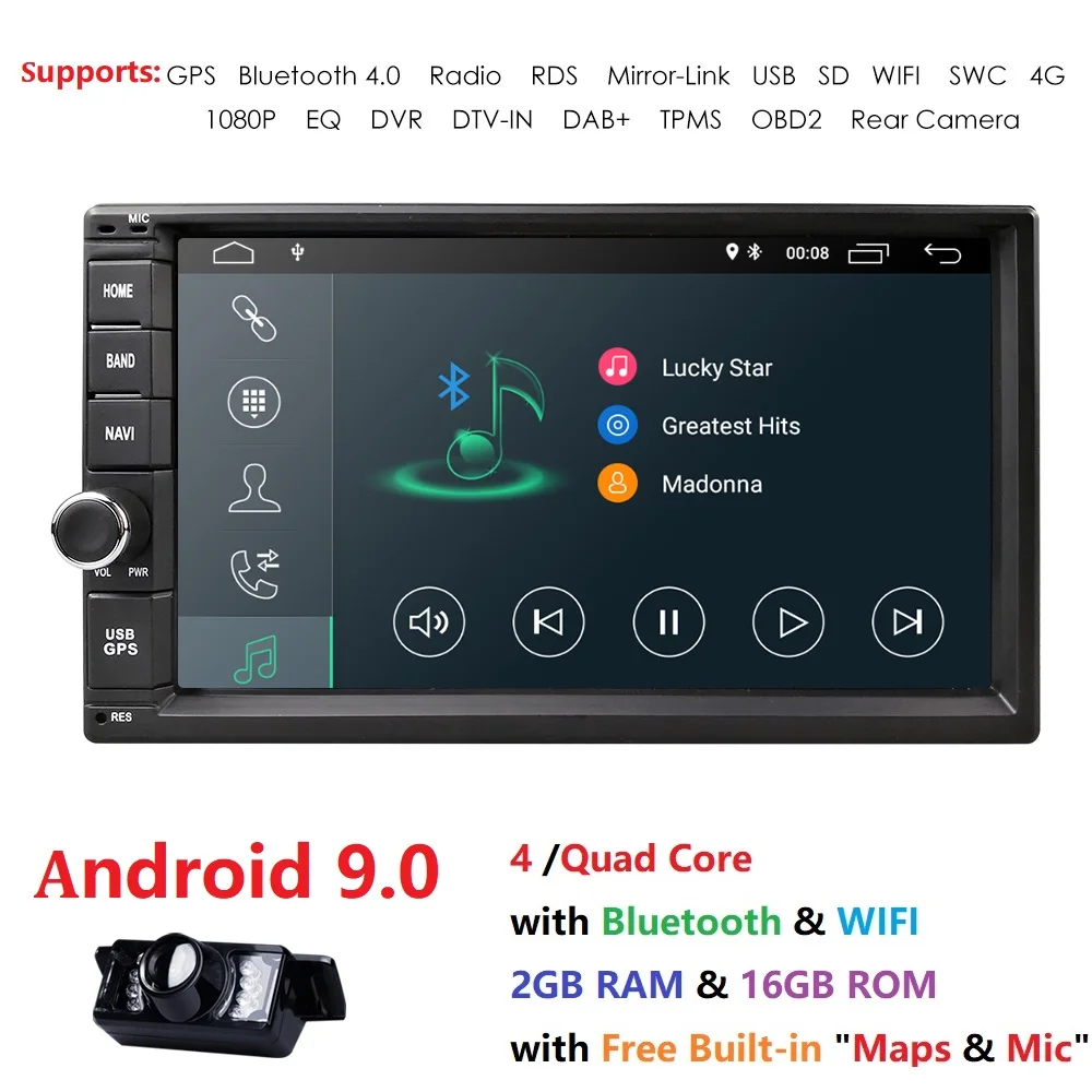 7 &quotдвойной 2 Din Android 9 0 медиаплеер универсальный автомобильный Радио Стерео