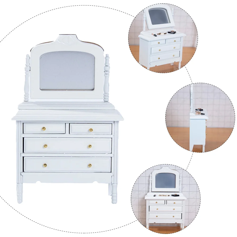 

1pc Mini House Wood Dressing Table Kid Mini Wooden Dressing Cabinet Model