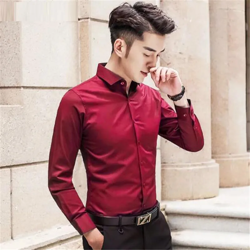 Модная Роскошная формальная Мужская классическая рубашка с длинным рукавом не