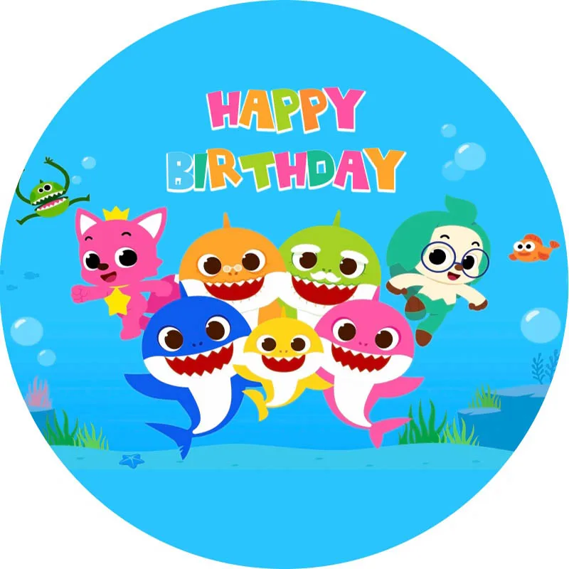 

Round Circle Elastic Photography Background Backdrop Shark Underwater Birthday Party Decoration Banner Photo Photographic Studio