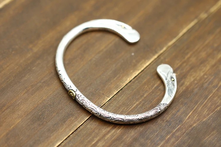 Открытый браслет из серебра S925 пробы персонализированный ретро-браслет в стиле