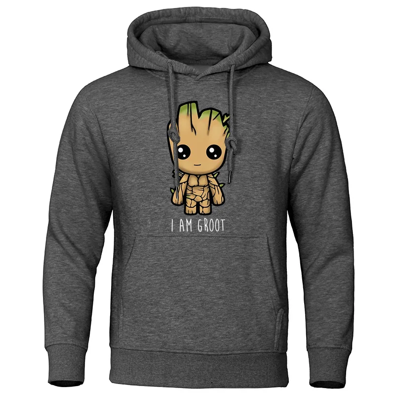 I Am groot, мужские толстовки, Осенние Теплые свитшоты, Повседневная Уличная одежда, пуловер harajuku, качественные топы, милый Принт, мужской спортивный костюм Groot - Цвет: dark gray 6