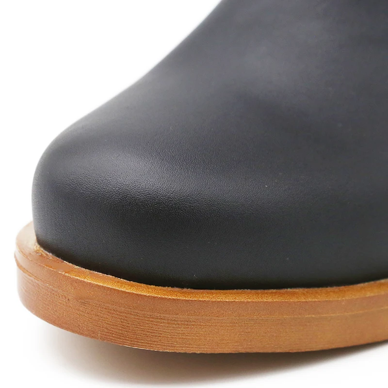 

Women Leather Mid Calf Boots Retro Punk Lace-Up Low Heels Autumn Winter Motorcycle Boots Vintage Round Toe Cowboy Western Boots