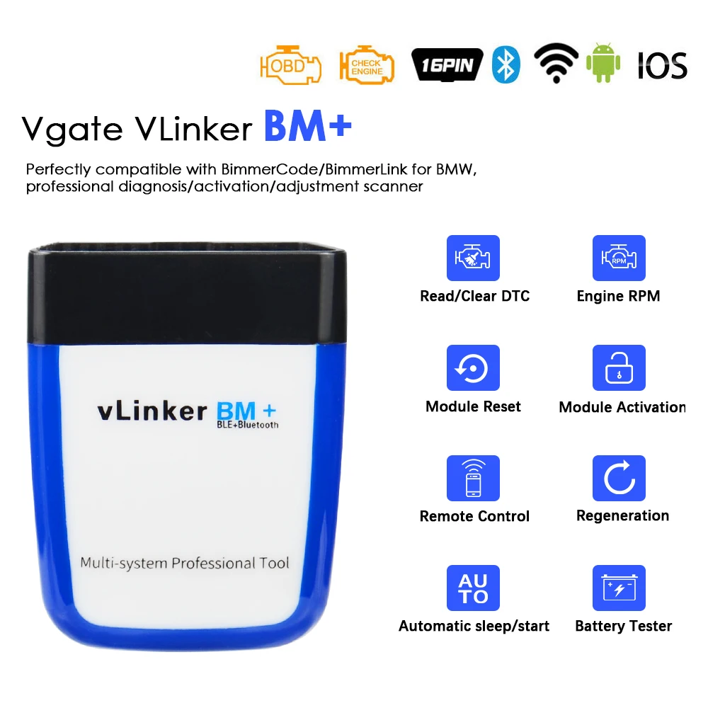 Vgate vLinker BM + ELM327 V2.2 Per BMW Scanner Bluetooth 4.0 wifi OBD 2 OBD2 Diagnostico Auto ELM 327 strumento Bim | Автомобили и