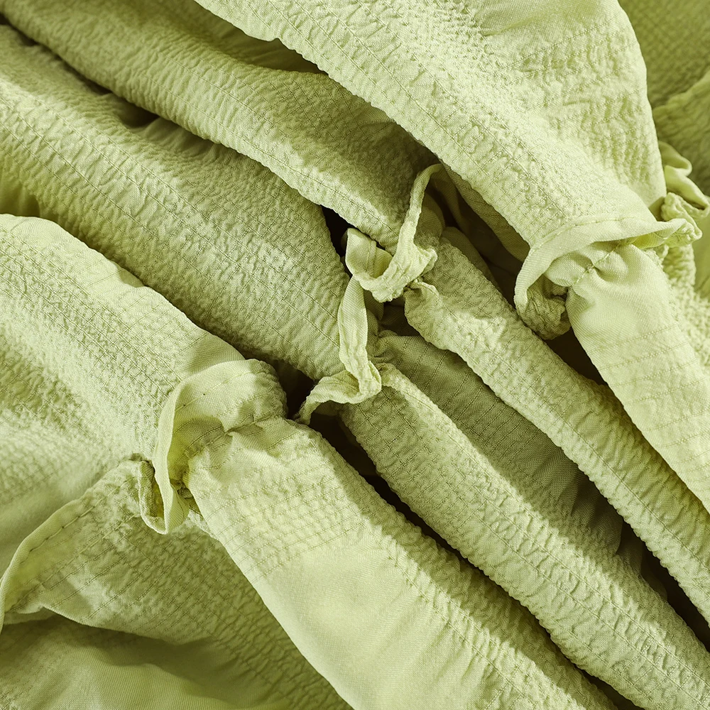 Женское платье с коротким рукавом милое без бретелек оборками и высокой талией