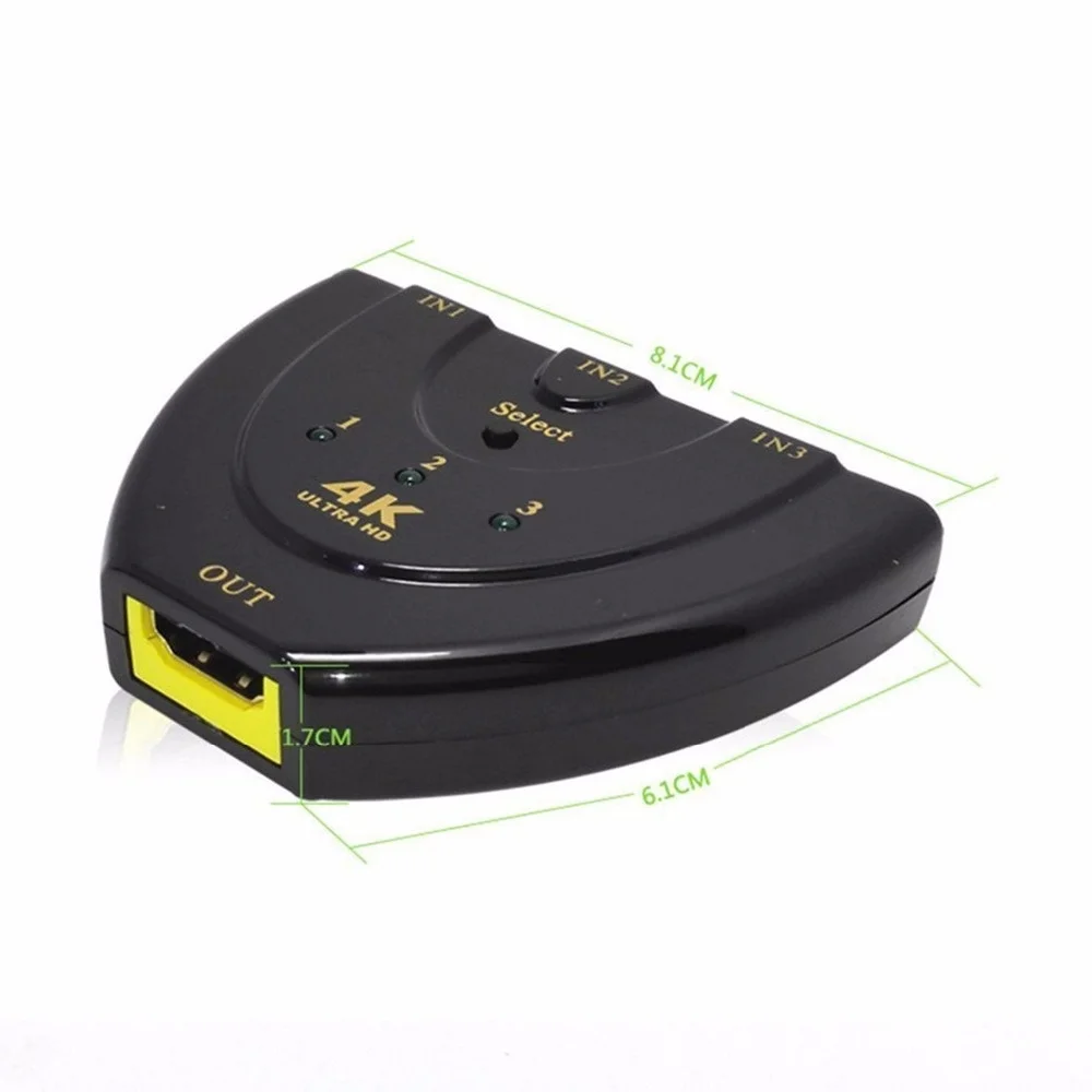 Коммутатор совместимый с HDMI 3 порта 4K * 2K разветвитель селектор 3x1 видео Ultra HD 1080P