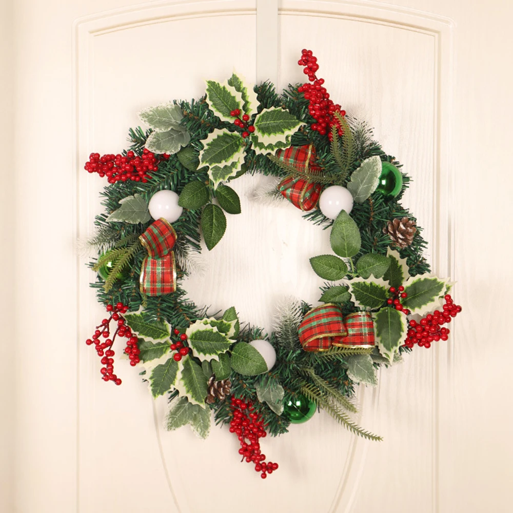 

Christmas decoration 2021 Balls Garland Hanging Wall Decoration Front Door Artificial Wreath Home Christmas Adornment with Light