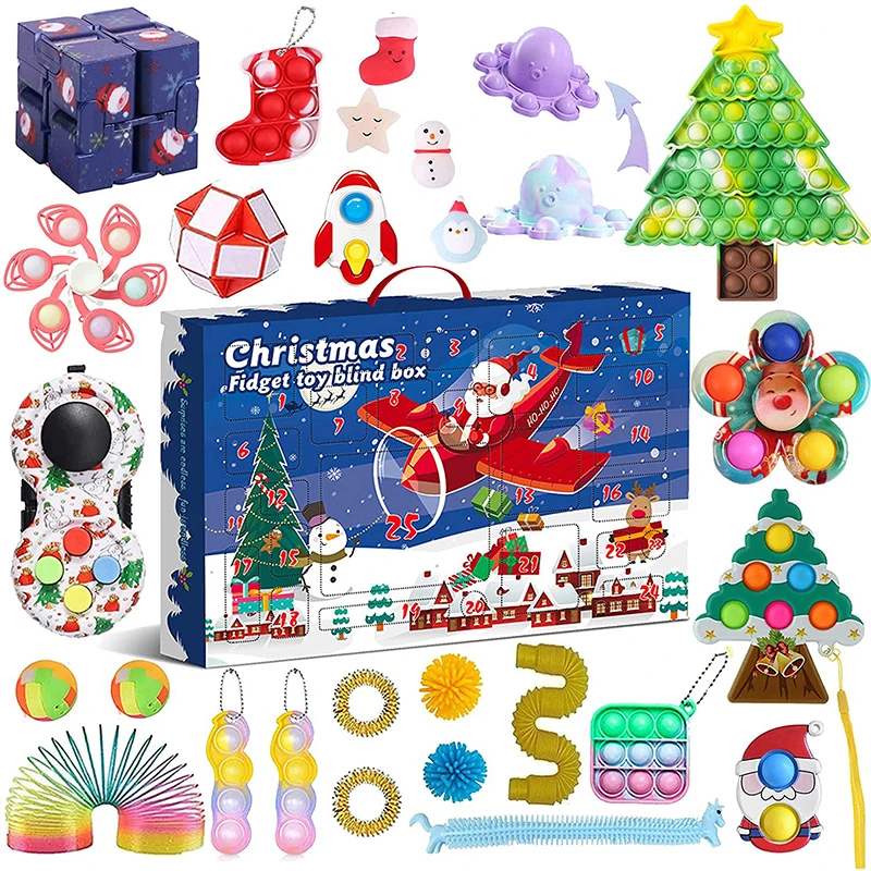 

Kids Surprise Toys Guess Blind Box Bubbles Gifts Christmas Advent Calendar Countdown Calendar 24 Days Relief Squeeze Toys