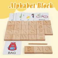 wooden alphabet puzzles kids toys kits spell words montessori materials educational toys for children cards learning toys