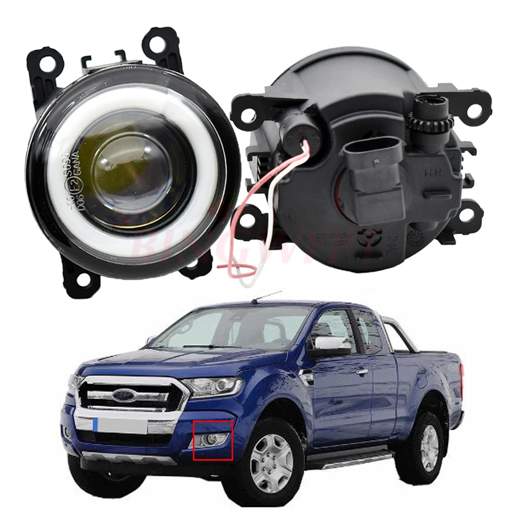 2pcs Car Accessories 3000LM LED Lamp Fog Light + Angel Eye DRL Daytime Running Light 12V For F-ord Ranger 2005-2015