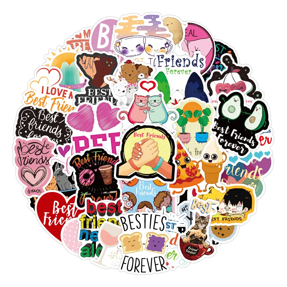 

50pcs Best Friend Stickers Waterproof Suitcase Laptop Scooter Water Cup Stickers