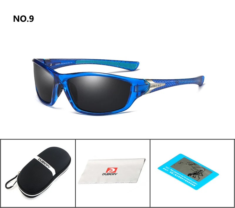 DUBERY Polarized Sunglasses For Men Retro Male Sun Glasses Mirror Mens Night Vision Goggles Shades Brand Designer Oculos - Цвет линз: D9withbox