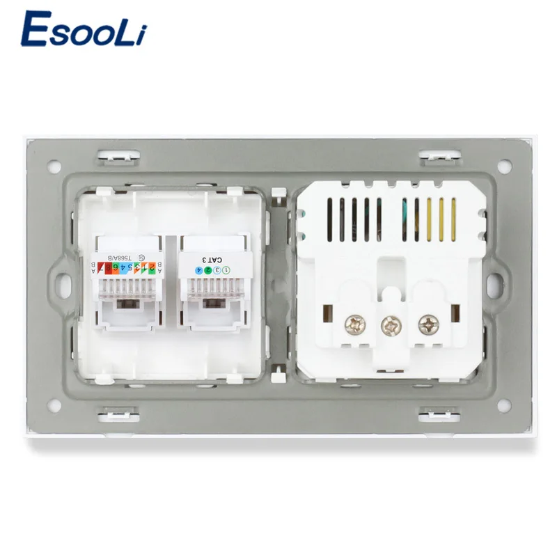 Алюминиевая металлическая панель Esooli стандарт ес usb-разъем enchufe с 2 USB-разъемами и