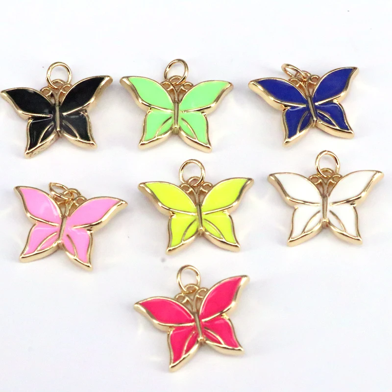 

10 шт., эмалированная подвеска-бабочка, подвеска-бабочка с животными, подвеска с золотом, очаровательные украшения «сделай сам»