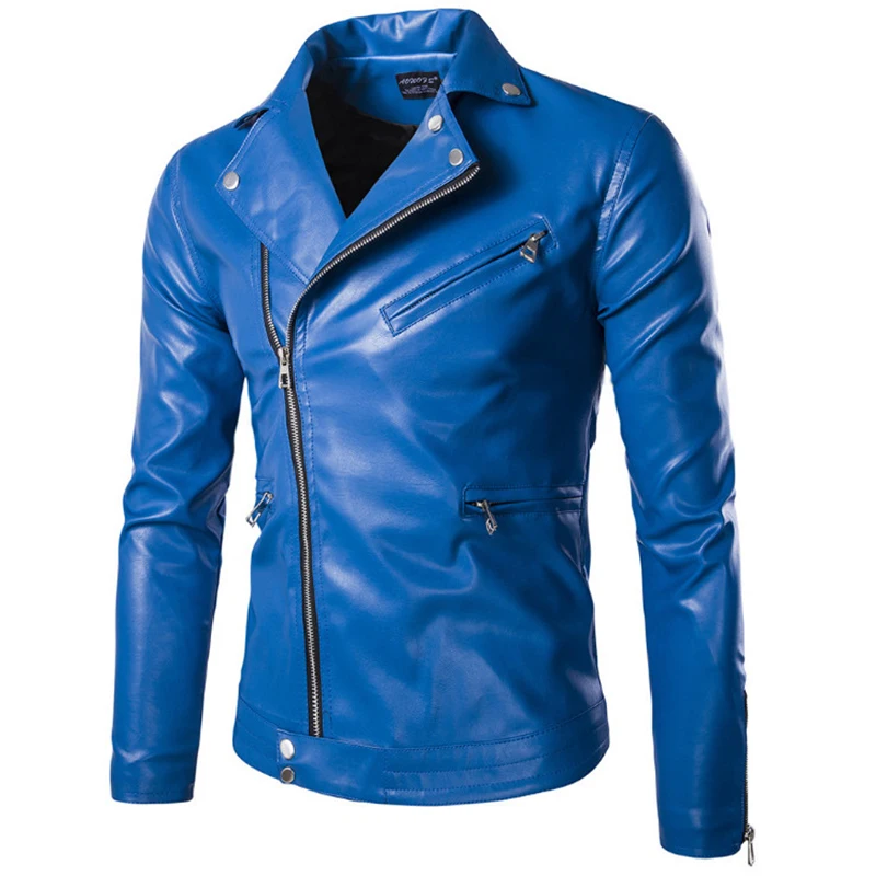 

New Spring Motorcycle Leather Jacket Men Fashion Trend Punk Jacket Autumn Zippers Causal Men Leather Coats & Jackets 5XL
