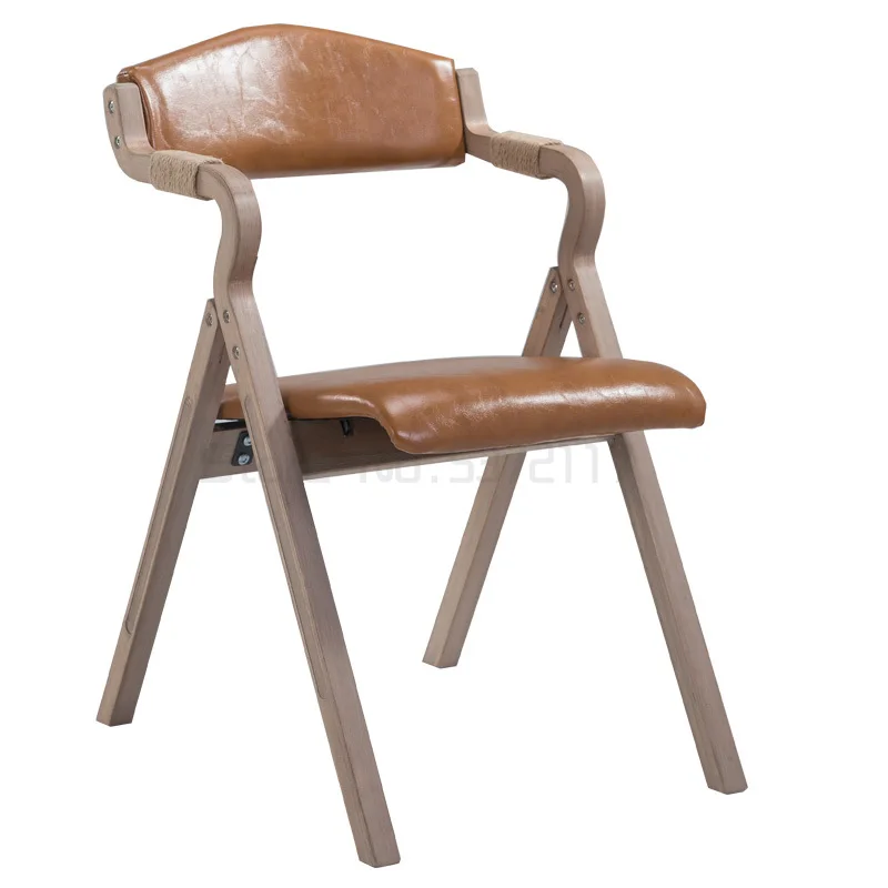 

Qumu Modern Simple Retro B&B Folding Dining Chair Simple Back Coffee Chair Restaurant Study Leisure Chair