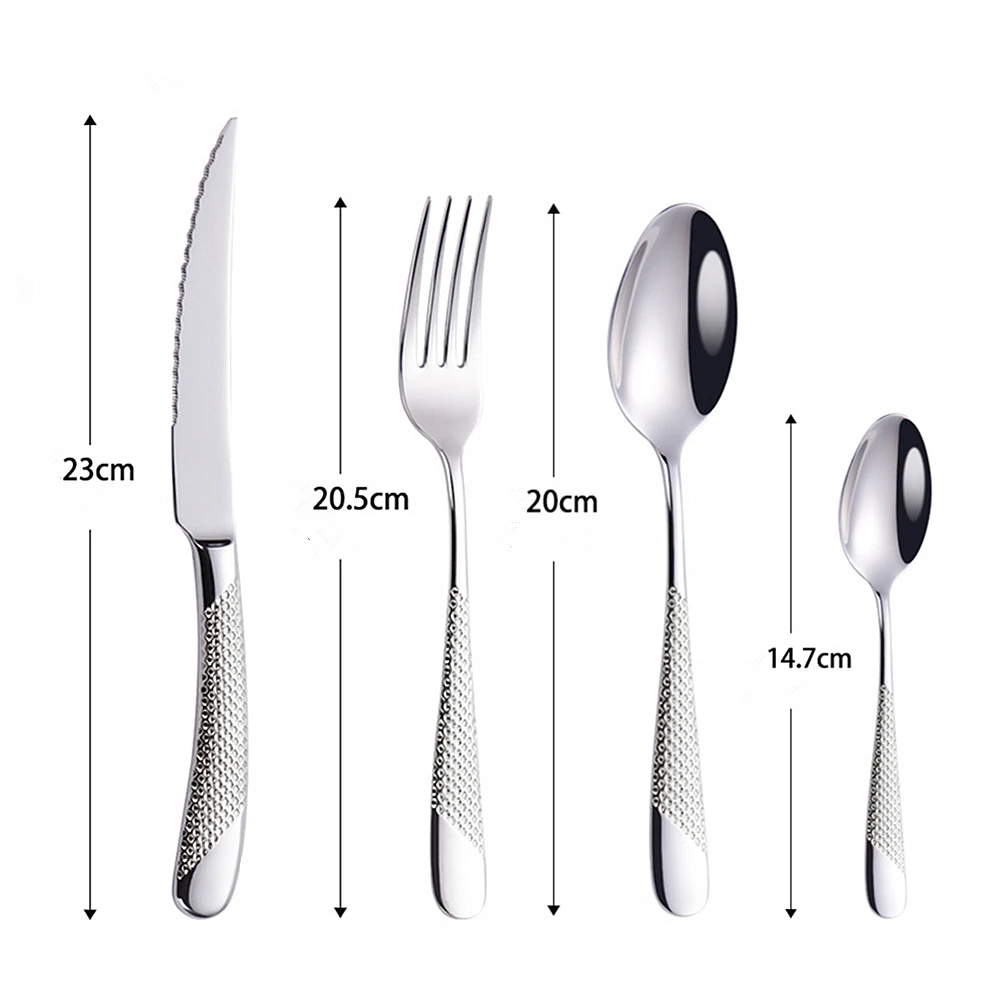 

Luxury Cutlery Set 18/10 Stainless Steel Silverware Dinnerware Set Dinner Knife Fork Spoon Mirror Polished Dishwasher Safe