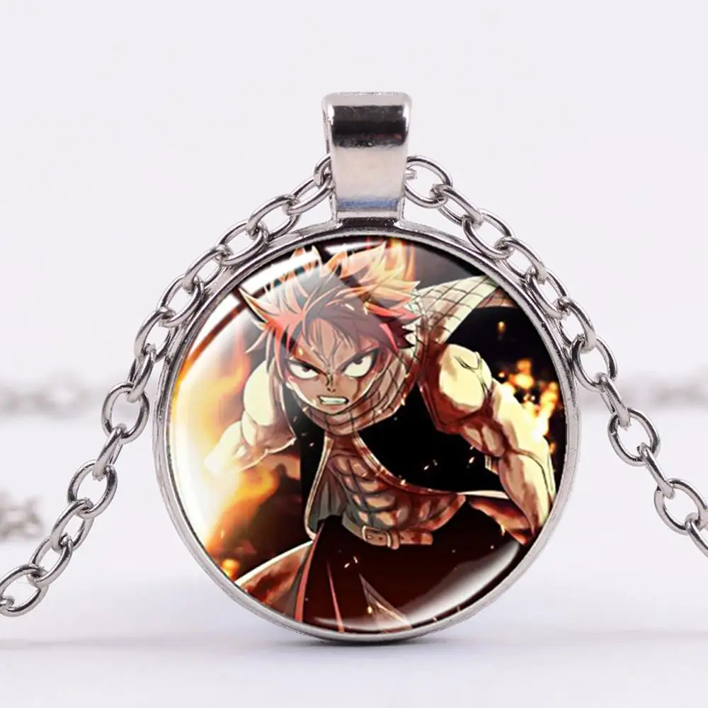 Fairy Tail Natsu Cosplay Necklace Personality Glass Photo Dome Pendant Cool Anime Cartoon Jewelry Gift for Boys | Украшения и