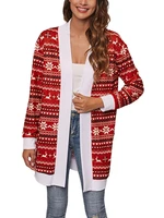 ladies new christmas reindeer cardigan cardigan long sleeve knitted jacket kimono casual top