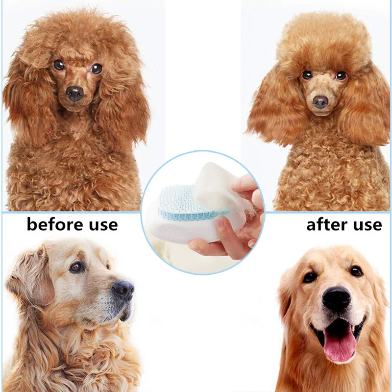 

ThinBest Dogs Cats Brush for Grooming Pet Slicker Comb Self Cleaning and Round Tip Bristles Pet Massage grooming comb Comb