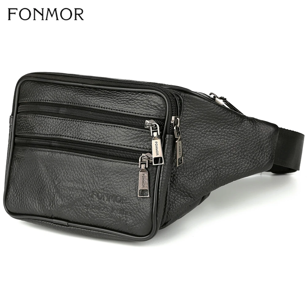 Мужская нагрудная сумка Fonmor поясная из натуральной кожи повседневная через