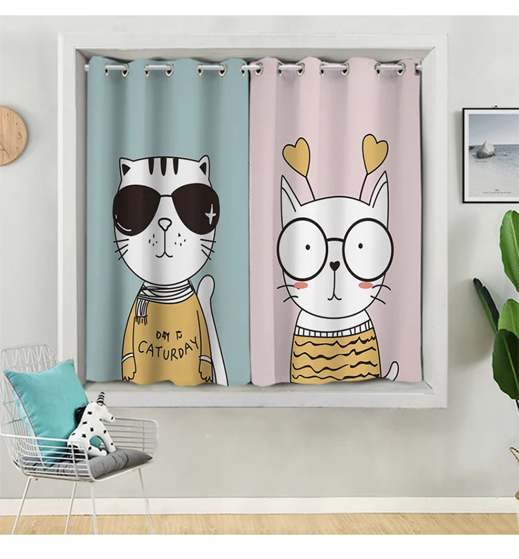 Короткие занавески с принтом короткие в скандинавском стиле для гостиной