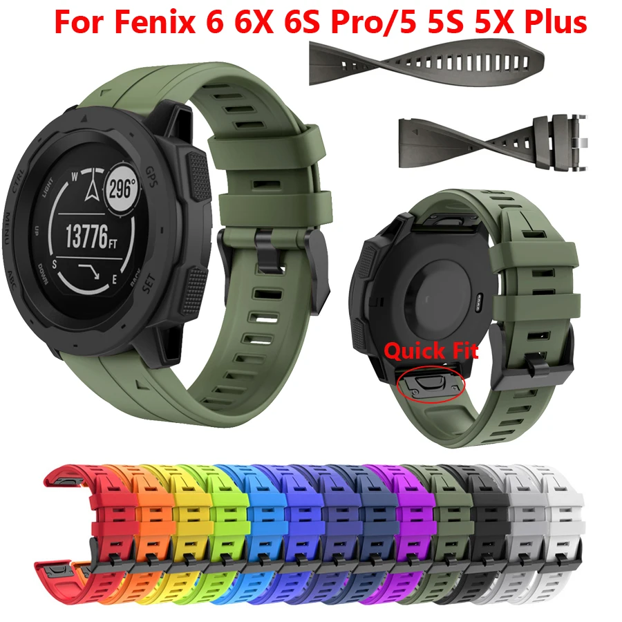 26 22 20 мм ремешок для часов Garmin Fenix 6 6X Pro 5 5X Plus 3HR силиконовый Fenix6 Fenix5 Quick Release