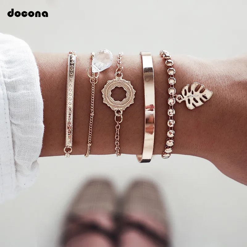 Docona богемный солнцезащитный лист очаровательные браслеты для женщин