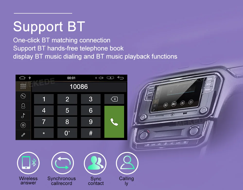 MEKEDE Single 1 DIN 8" Android 9.0 Universal Car Radio Stereo Quad Core Head Unit GPS Navigation Support Steering Wheel