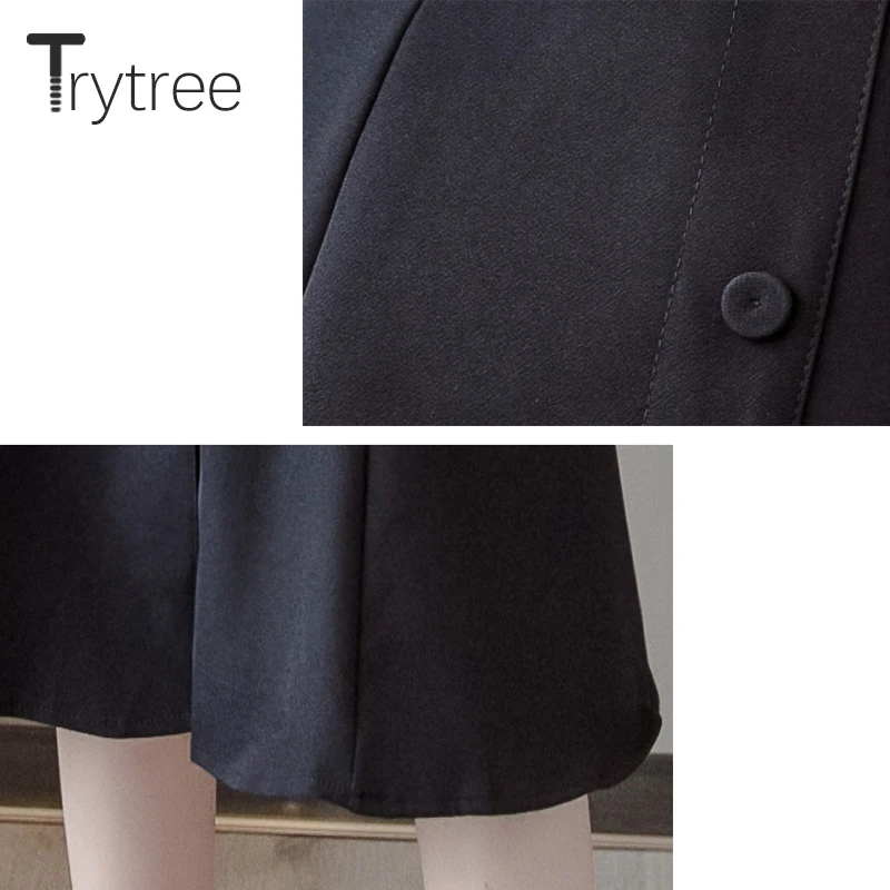 Trytree осень зима женская повседневная юбка сплошной Полиэстер высокая талия